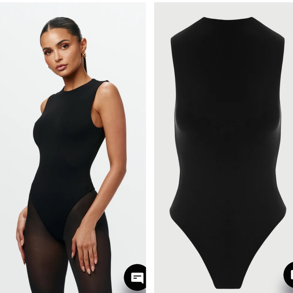 Naked Wardrobe SLEEVELESS SCULPT Black BODYSUIT!